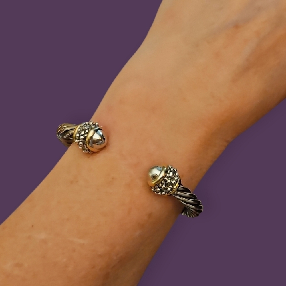 Vintage Twisted Metal Cable Rope Cuff Bracelet
